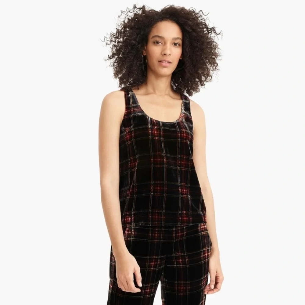 J. Crew Velvet Stewart Tartan Plaid Tank Top